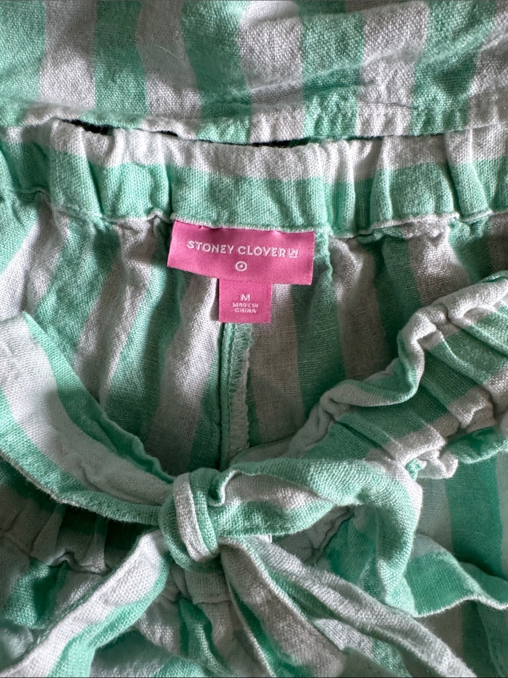 Stoney Clover Lane Mint Green & White Striped Pajama Set - Picture 2 of 3